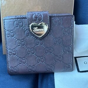 Gucci Dark Brown Embossed Leather Wallet